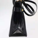 GUCCI Hand Bag Enamel 2way Black Gold Auth 158500-4