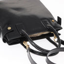 GUCCI Hand Bag Enamel 2way Black Gold Auth 158500-7