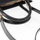 GUCCI Hand Bag Enamel 2way Black Gold Auth 158500-8