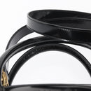 GUCCI Hand Bag Enamel 2way Black Gold Auth 158500-14