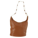 GUCCI Shoulder Bag Leather Brown Gold Auth 158501-1