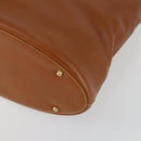 GUCCI Shoulder Bag Leather Brown Gold Auth 158501-9