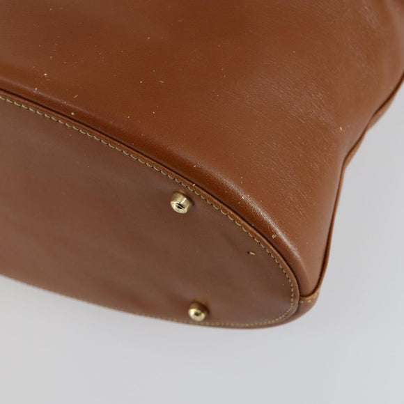 GUCCI Shoulder Bag Leather Brown Gold Auth 158501