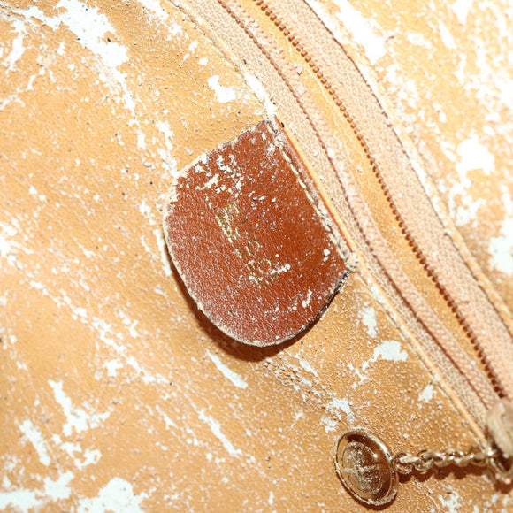 GUCCI Shoulder Bag Leather Brown Gold Auth 158501