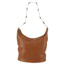 GUCCI Shoulder Bag Leather Brown Gold Auth 158501-13