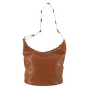 GUCCI Shoulder Bag Leather Brown Gold Auth 158501-2
