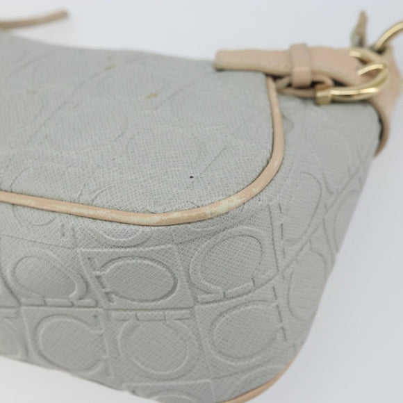 Salvatore Ferragamo Shoulder Bag Leather PVC Light Blue Gold Auth 158503