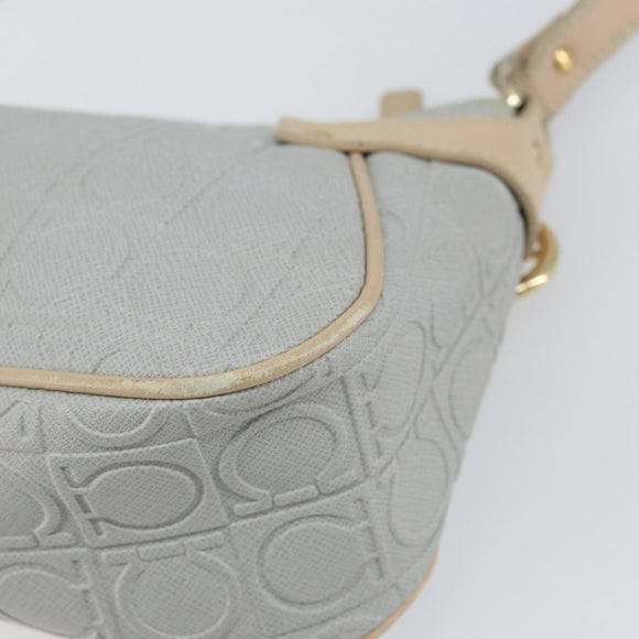 Salvatore Ferragamo Shoulder Bag Leather PVC Light Blue Gold Auth 158503