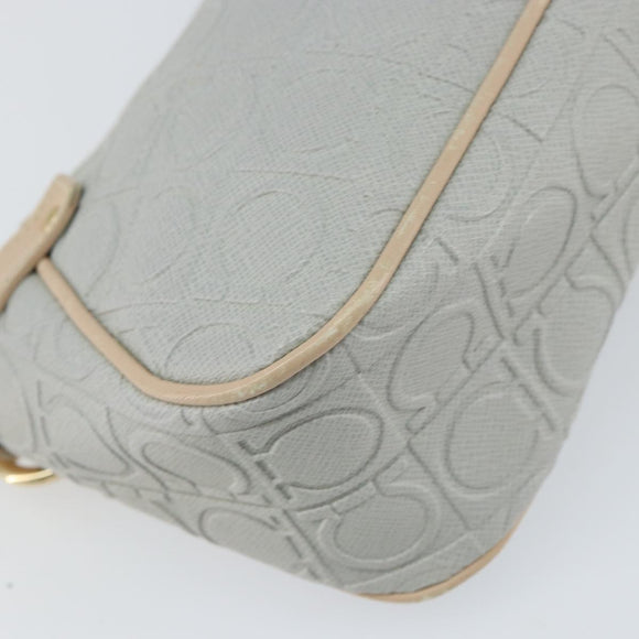 Salvatore Ferragamo Shoulder Bag Leather PVC Light Blue Gold Auth 158503
