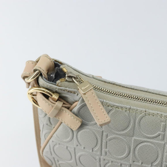 Salvatore Ferragamo Shoulder Bag Leather PVC Light Blue Gold Auth 158503