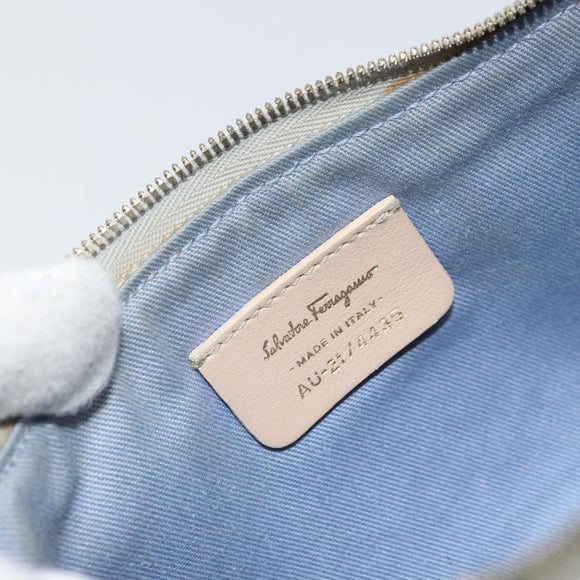 Salvatore Ferragamo Shoulder Bag Leather PVC Light Blue Gold Auth 158503