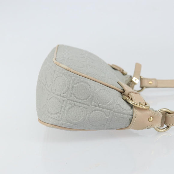 Salvatore Ferragamo Shoulder Bag Leather PVC Light Blue Gold Auth 158503