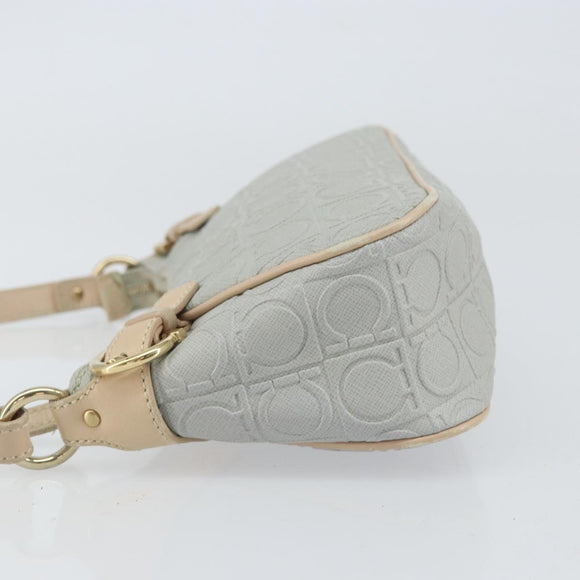 Salvatore Ferragamo Shoulder Bag Leather PVC Light Blue Gold Auth 158503