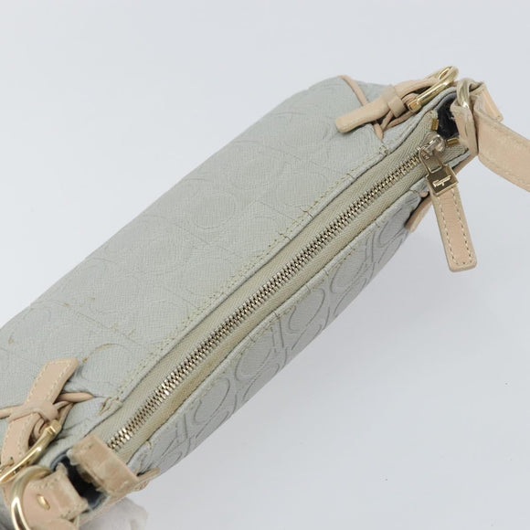 Salvatore Ferragamo Shoulder Bag Leather PVC Light Blue Gold Auth 158503