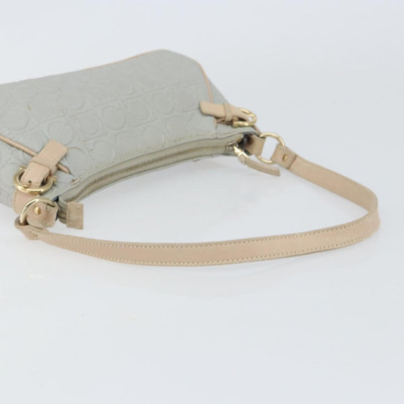 Salvatore Ferragamo Shoulder Bag Leather PVC Light Blue Gold Auth 158503