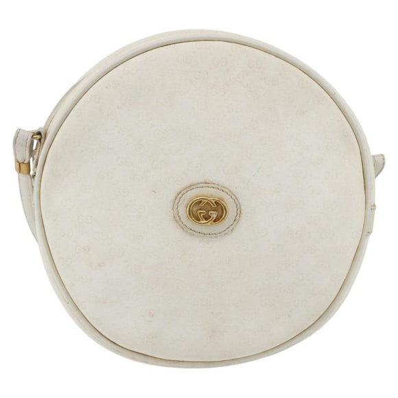 GUCCI Micro GG Supreme Shoulder Bag Leather White Gold 007 115 0088 Auth 158504