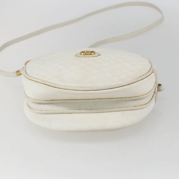 GUCCI Micro GG Supreme Shoulder Bag Leather White Gold 007 115 0088 Auth 158504