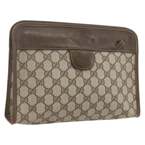 GUCCI GG Supreme Clutch Bag PVC Beige 67 039 5465 Auth 158505