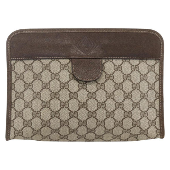 GUCCI GG Supreme Clutch Bag PVC Beige 67 039 5465 Auth 158505