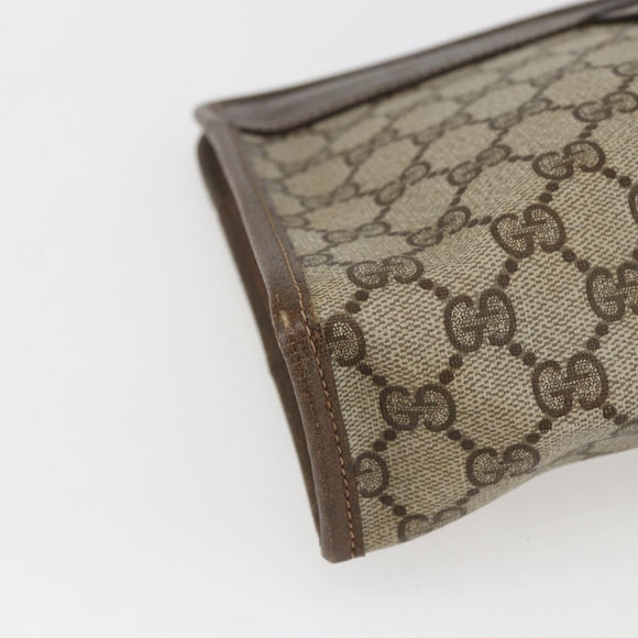GUCCI GG Supreme Clutch Bag PVC Beige 67 039 5465 Auth 158505