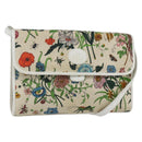GUCCI Flora Shoulder Bag Canvas Beige Gold Auth 158509-1