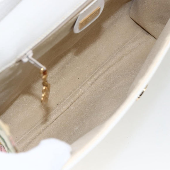 GUCCI Flora Shoulder Bag Canvas Beige Gold Auth 158509