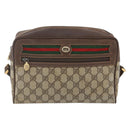 GUCCI GG Supreme Web Sherry Line Shoulder Bag PVC Beige Gold Auth 158511-2