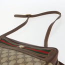 GUCCI GG Supreme Web Sherry Line Shoulder Bag PVC Beige Gold Auth 158511-8