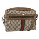 GUCCI GG Supreme Web Sherry Line Bag PVC Beige Gold 68 02 005 Auth 158512-1