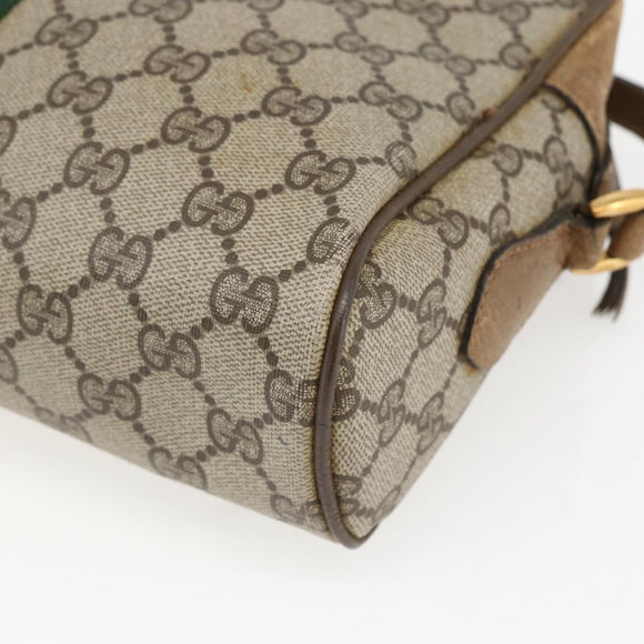 GUCCI GG Supreme Web Sherry Line Bag PVC Beige Gold 68 02 005 Auth 158512