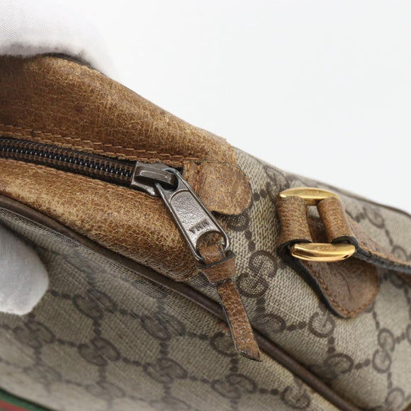GUCCI GG Supreme Web Sherry Line Bag PVC Beige Gold 68 02 005 Auth 158512