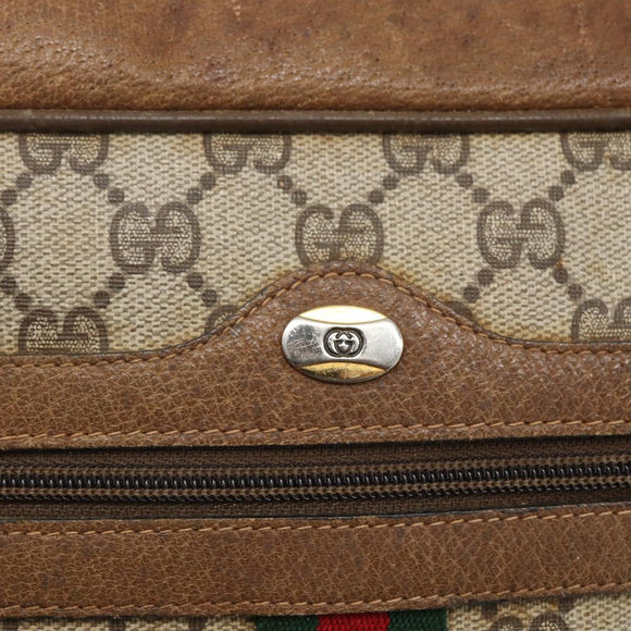 GUCCI GG Supreme Web Sherry Line Bag PVC Beige Gold 68 02 005 Auth 158512