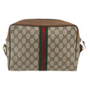 GUCCI GG Supreme Web Sherry Line Bag PVC Beige Gold 68 02 005 Auth 158512-3