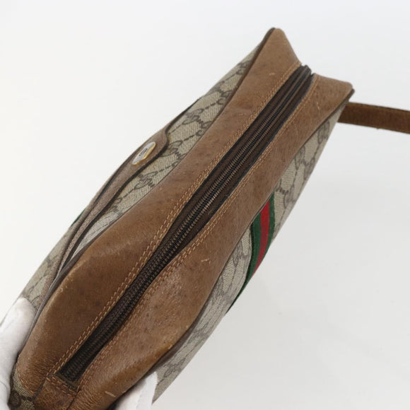 GUCCI GG Supreme Web Sherry Line Bag PVC Beige Gold 68 02 005 Auth 158512