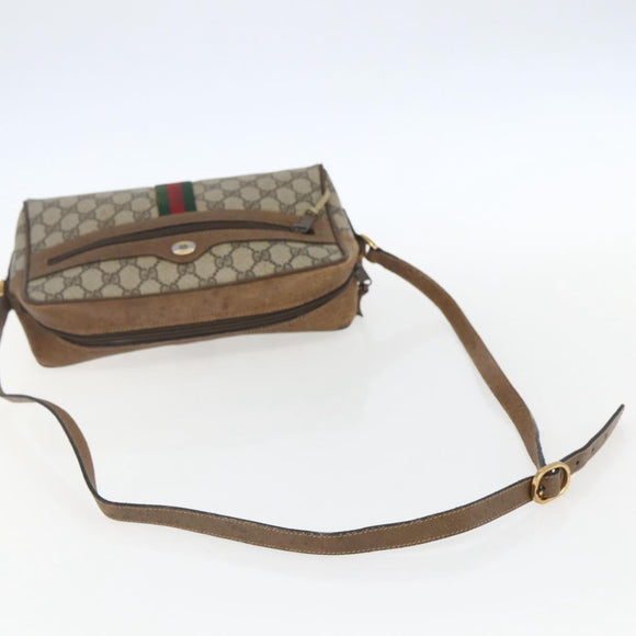GUCCI GG Supreme Web Sherry Line Bag PVC Beige Gold 68 02 005 Auth 158512