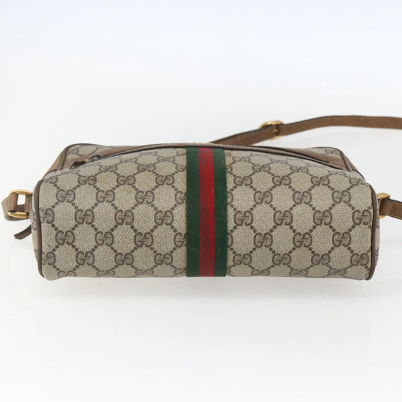 GUCCI GG Supreme Web Sherry Line Bag PVC Beige Gold 68 02 005 Auth 158512
