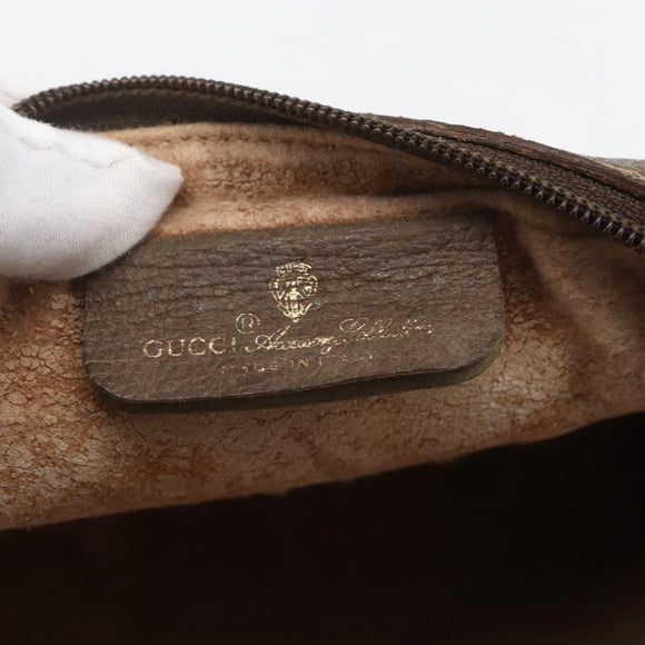 GUCCI GG Supreme Web Sherry Line Clutch Bag PVC Beige Gold 89 01 012 Auth 158514