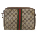 GUCCI GG Supreme Web Sherry Line Clutch Bag PVC Beige Gold 89 01 012 Auth 158514-2