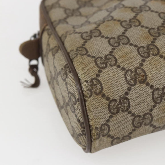 GUCCI GG Supreme Web Sherry Line Clutch Bag PVC Beige Gold 89 01 012 Auth 158514