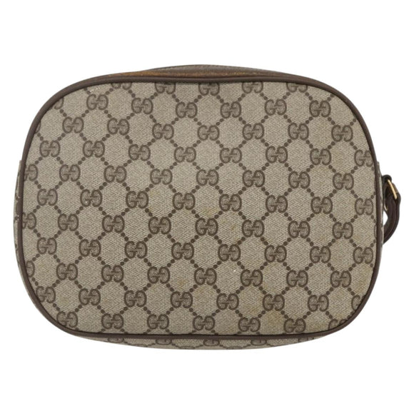 GUCCI GG Supreme Web Sherry Line Clutch Bag PVC Beige Gold 89 01 034 Auth 158515