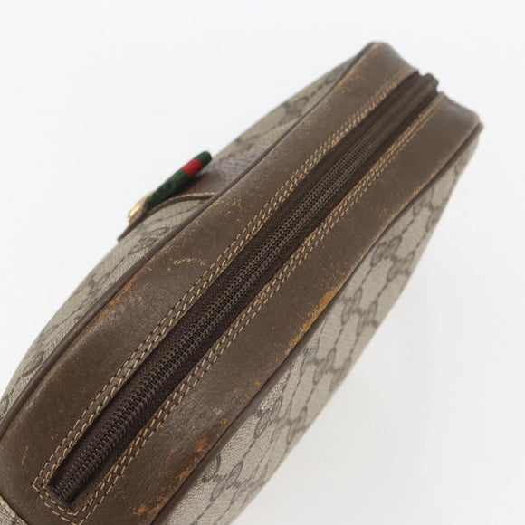 GUCCI GG Supreme Web Sherry Line Clutch Bag PVC Beige Gold 89 01 034 Auth 158515