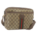 GUCCI GG Supreme Web Sherry Line Shoulder Bag PVC Beige Gold Auth 158516-1