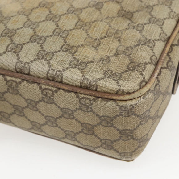 GUCCI GG Supreme Web Sherry Line Shoulder Bag PVC Beige Gold Auth 158516