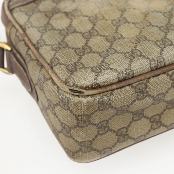 GUCCI GG Supreme Web Sherry Line Shoulder Bag PVC Beige Gold Auth 158516