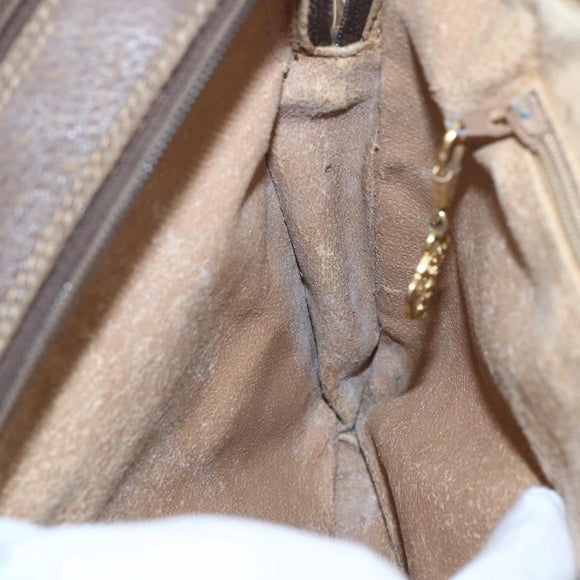 GUCCI GG Supreme Web Sherry Line Shoulder Bag PVC Beige Gold Auth 158516