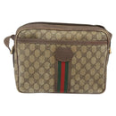 GUCCI GG Supreme Web Sherry Line Shoulder Bag PVC Beige Gold Auth 158516-2