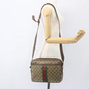 GUCCI GG Supreme Web Sherry Line Shoulder Bag PVC Beige Gold Auth 158516-25