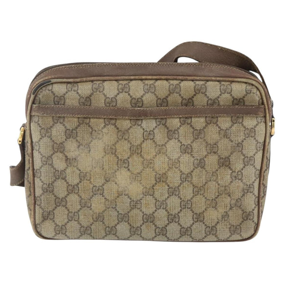 GUCCI GG Supreme Web Sherry Line Shoulder Bag PVC Beige Gold Auth 158516