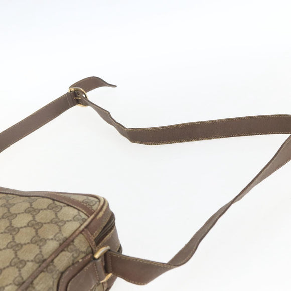 GUCCI GG Supreme Web Sherry Line Shoulder Bag PVC Beige Gold Auth 158516