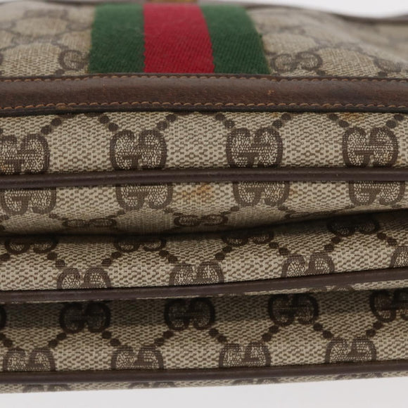 GUCCI GG Supreme Web Sherry Line Bag PVC Beige Gold 41 001 4085 Auth 158517